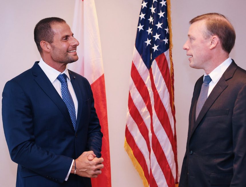 PM Robert Abela with White House national security adviser Jake Sullivan.